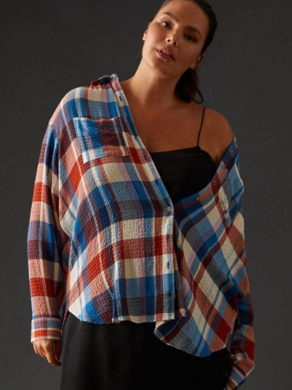 Pilcro Anthropologie Ally Plaid Button-Down Flowy Gauzy Cozy Cabin Plus Sz 3X